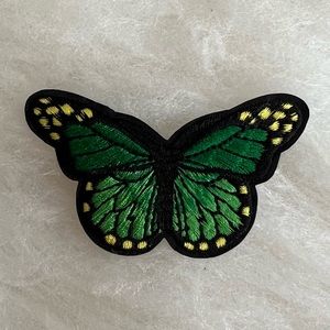 Embroidered Butterfly Patch in Green (Iron On/ Sew On/ Glue On)